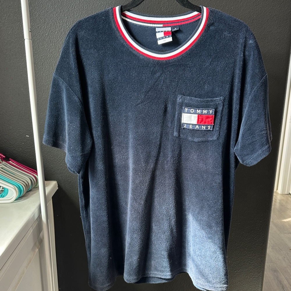 Tommy Hilfiger Navy T-Shirt with Red and White Accents